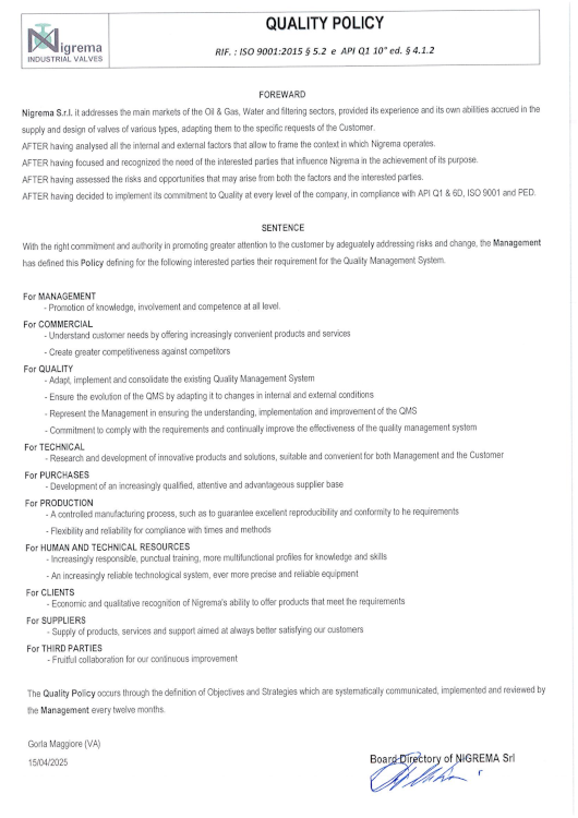 Annex 4 - Quality Policy 2025 Firmato